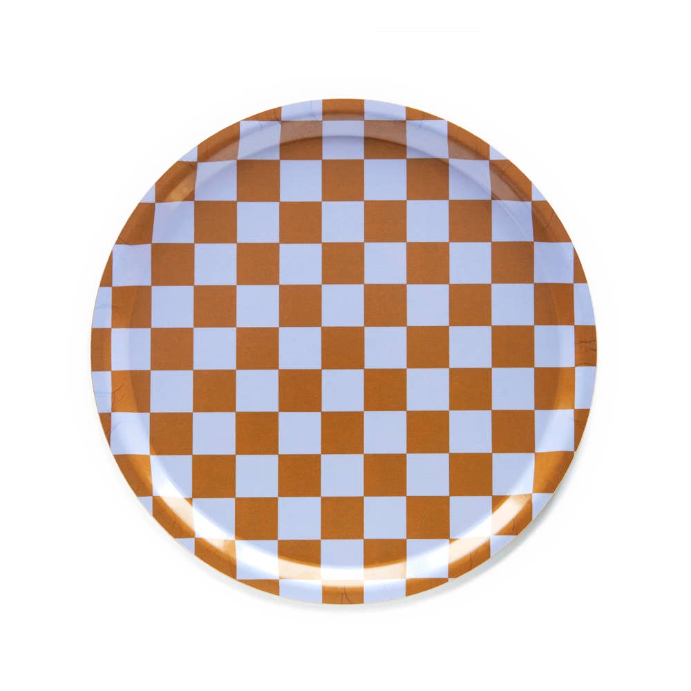 BANDEJA REDONDA CHECKER CARAMEL