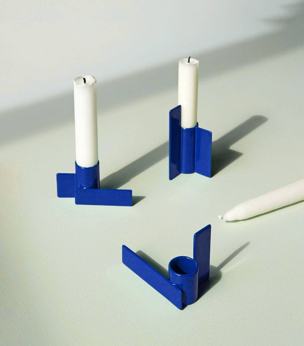 CANDELABRO ICONO AZUL - SET DE 3