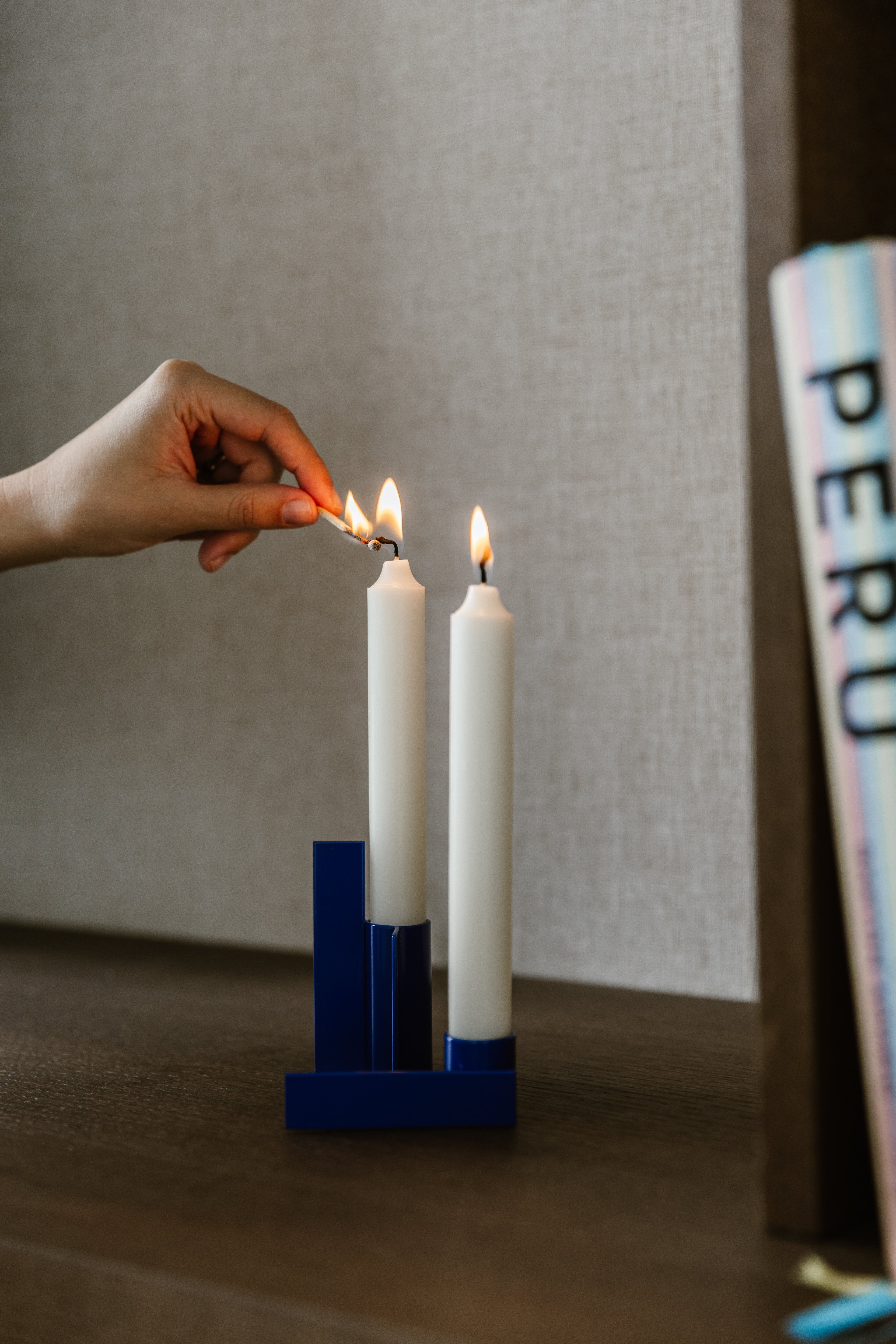 CANDELABRO ICONO AZUL - SET DE 2